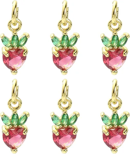 Vista 30 de Ipotkitt - 20 piezas de dijes de cobre con circonita cúbica micropavé en forma de flor con anillo de salto, dijes con forma de planta y flor