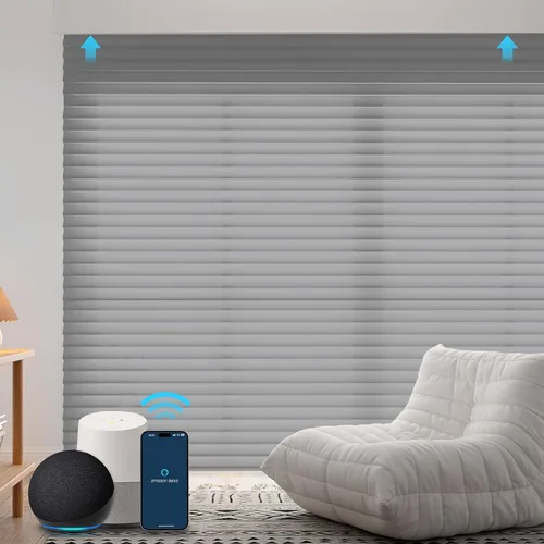 Vista 13 de ZSTARR Shangri-La Motorized - Persianas enrollables para ventana con filtro de luz, compatibles con control remoto Alexa Google, persianas