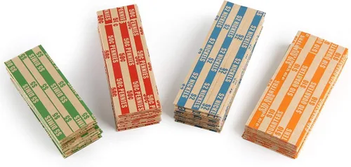 Vista 5 de L LIKED Rollos de Envoltorios para Monedas, 100 Unidades, Denominaciones Variadas para Monedas de Un Centavo, Cinco Centavos, Diez Centavos
