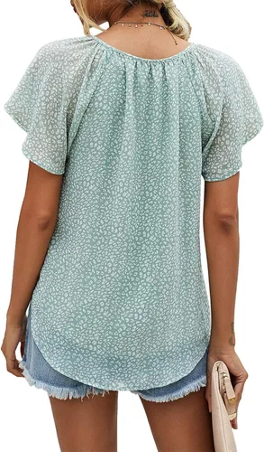 Vista 5 de Mansy - Blusas sueltas de verano con cuello en V y estampado floral para mujer