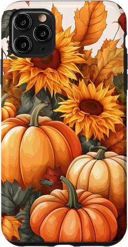 Vista 13 de iPhone 16 Nice Art Of Fall Pumpkins, Sunflowers, And Autumn Leaves Case
