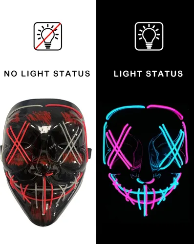 Vista 2 de longpo Halloween Purge Mask for Adults Led Light Up Scary Mask Cosplay Costume for Halloween