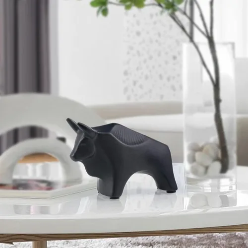 Vista 9 de Notakia Estatuas de toros de animales pequeños, decoración del hogar, adornos decorativos de estilo moderno para sala de estar, dormitorio