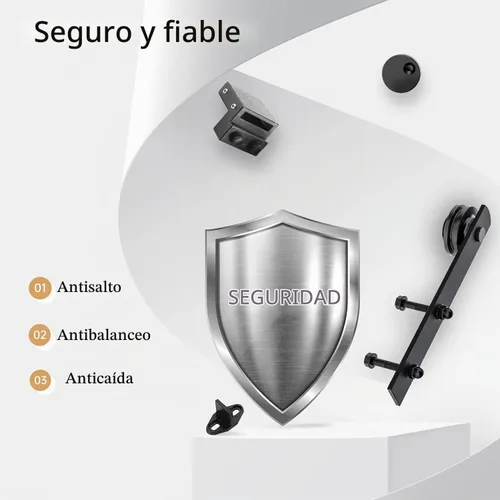 Vista 3 de EaseLife Kit de Rieles de Ferretería para Puerta Corrediza de Granero de Servicio Pesado de 4 Pies, Suave y Silencioso, Fácil de Instalar