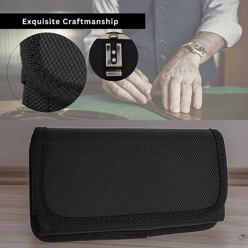 Vista 7 de Wireless City Funda horizontal de nailon resistente para teléfono con clip y bucle para cinturón, compatible con iPhone 13 Mini, 12 Mini, SE, XS, X