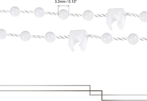 Vista 3 de MECCANIXITY Cadena de bolas de sombra enrollable, extensión de cable de 33 pies con 4 clips de conector, para parte de cortina, 1 juego