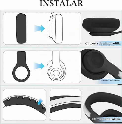 Vista 5 de Adhiper【3 en 1】 Funda de silicona para auriculares Beats Studio Pro Negro