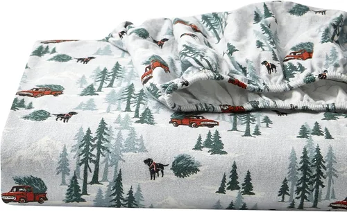 Vista 18 de Eddie Bauer - Sábanas individuales, juego de ropa de cama de franela de algodón, cepillada para mayor suavidad, decoración acogedora para el hogar