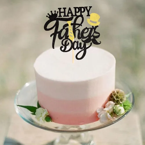 Vista 5 de 1 paquete de decoración de pastel con purpurina para el Día del Padre con purpurina para el mejor papá para tartas Super Dad Tie Hat Bigote