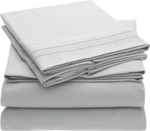 Vista 2 de Mellanni Juego de sábanas + 2 fundas de almohada Bundle&Save - Sábanas y fundas de almohada de lujo para hotel - El paquete incluye: 4 juego