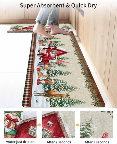 Vista 4 de Tapete de baño con diseño de muñeco de nieve para bañera, antideslizante, de secado rápido y absorbente, de tierra de diatomeas, fregadero
