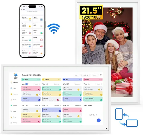 Vista 9 de Calendario digital de planificación programada, tabla de tareas y recompensas para padres e hijos, 1920 x 1080P, pantalla táctil interactiva Full