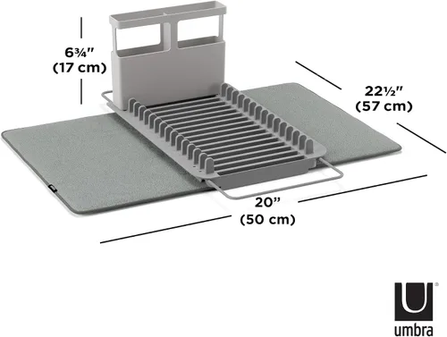 Vista 3 de Umbra Udry Dish Drying Rack, Over Sink Foldable, 16 Slots, Dark Grey