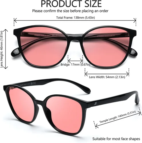 Vista 5 de Women's Fluorescent-41 Rose Tinted Blue Light Blocking Glasses for Migraine, Light Sensitivity, Photophobia RF6208