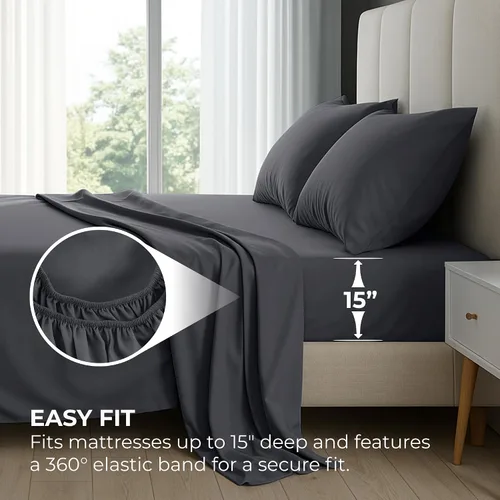 Vista 85 de Pure Bedding Juego de Sábanas Twin - Sábanas de Cama de Microfibra Ultra-Suave 1800 - Doble Cepillado - Bolsillos Profundos - Ajuste Fácil - Extra