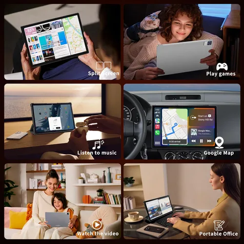 Vista 8 de Tablet Android con teclado, tableta Android 15 de 10 pulgadas con 24 GB (4 + 20) RAM+128 GB de ROM (1 TB expandible), 8 núcleos, 7200 mAh, WiFi 5G