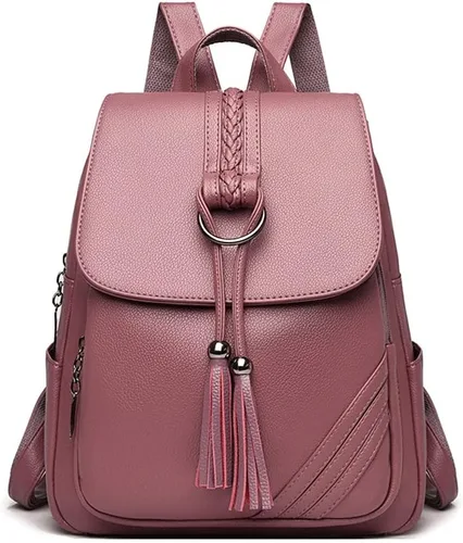 Vista 5 de Mochila de moda para mujer, monederos de PU con diseño multiusos, bolso con asa superior (color : negro, tamaño: 30 x 26 x 12)