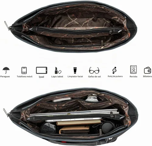Vista 5 de Montana West Bolsas Tote Tejidas para Mujeres, Carteras y Bolsos de Mano con Bolsillo Trasero con Cremallera *Tejido negro