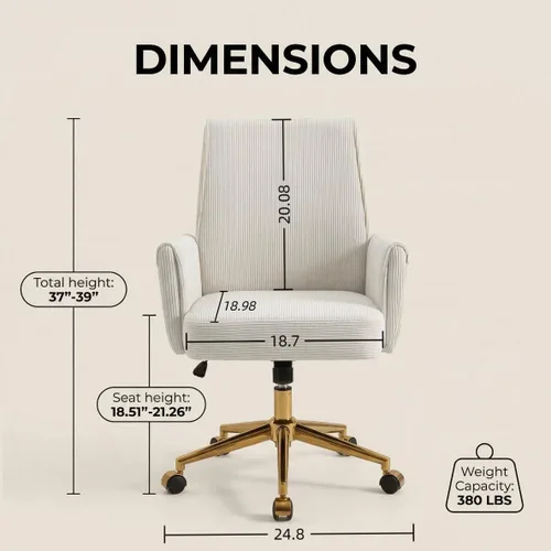 Vista 3 de YITAI Silla de escritorio giratoria de terciopelo de 360°, moderno sillón de oficina en casa con base dorada y ruedas para tocador, cómoda silla