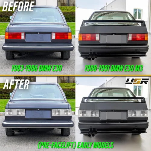 Vista 4 de USR Pre Face 84-86 E30 EURO OE Style Lente Clara Esmerilada Luz Trasera Set de Lámpara Trasera (Izquierda + Derecha) Compatible con 1984-1986 BMW