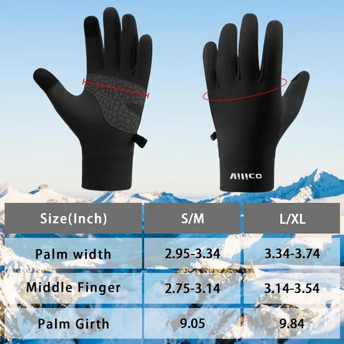 Vista 7 de Guantes de correr para hombres y mujeres, guantes de invierno para pantalla táctil, guantes térmicos ligeros con palma de silicona antideslizante