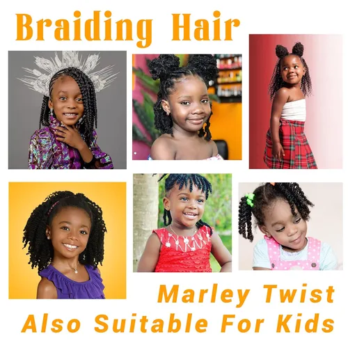 Vista 6 de Cabello para Trenzas Marley Twist de 10 pulgadas Negro 3 Paquetes Cabello Afro Twist Elástico Preseparado para Locs Suaves Cabello Spring Twist