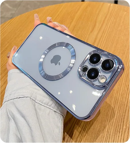 Vista 27 de Funda magnética transparente compatible con iPhone 11, lujosa funda MagSafe transparente a prueba de golpes con protector completo de lente