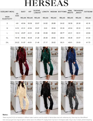 Vista 6 de Herseas Conjunto de terciopelo de 2 piezas para mujer, casual, sin botones, con pantalones deportivos