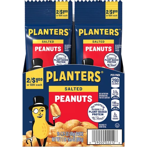 Vista 13 de Planters Paquete variado de anacardos y cacahuetes de frutos secos (36 unidades, 61.49 onzas en total) Cacahuetes salados, cacahuetes tostados