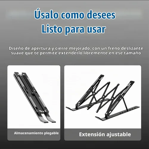 Vista 7 de Soporte ajustable para portátil de 7 niveles, elevador Negro