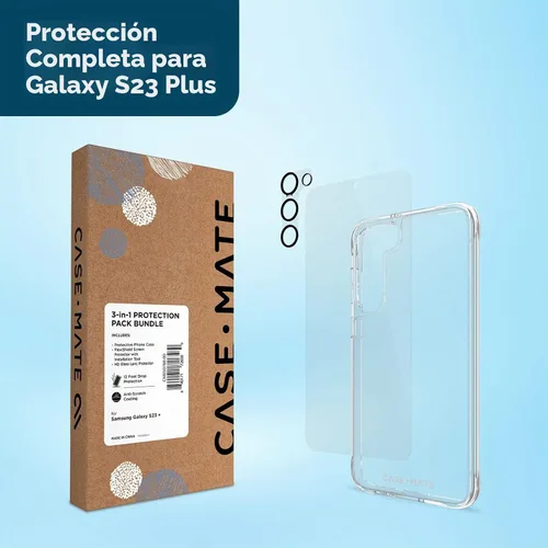 Vista 7 de Funda Case-Mate para Samsung Galaxy S23 Plus [3en1] con protector de pantalla FlexiShield y protector de lente de cámara [6.6"]