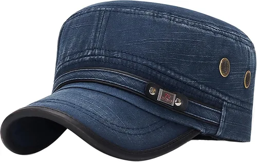 Vista 17 de Gorra militar unisex, estilo cadete, ajustable, de algodón lavado, con parte superior plana, gorra de béisbol