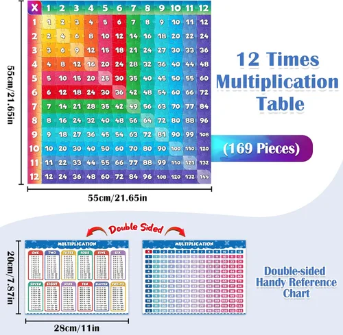 Vista 7 de Aizweb Rompecabezas de tabla de multiplicar, mesa de juegos de multiplicación de 21 x 21 pulgadas para niños a partir de 7 años, juego