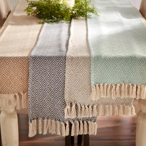 Vista 7 de DII Camino de mesa trenzado estilo granja, 15 x 72 pulgadas, 1 pieza, gris
