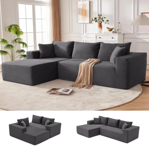 Vista 18 de Mangodan - Sofá seccional en forma de nube, sofá sin huesos para sala de estar, sofá seccional modular con asiento profundo, cómodo sofá de felpa