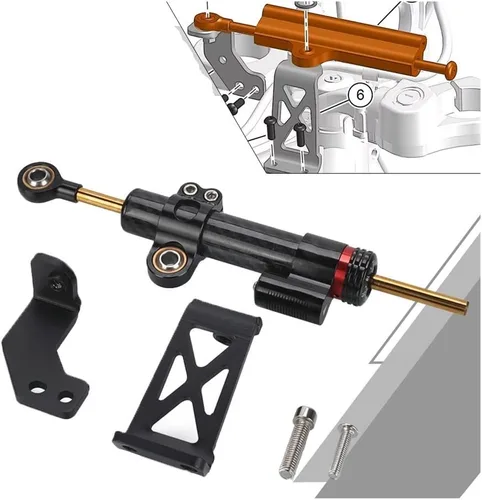 Vista 2 de Handlebar Steering Damper for PAN America 1250 S PA1250S Motorcycle Adjustable Stabilizer Steering Damper Mounting Bracket Support Kit PAN