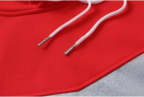 Vista 4 de Sudadera con capucha para hombre, diseño de panel multicolor, de forro polar, manga larga, para deportes