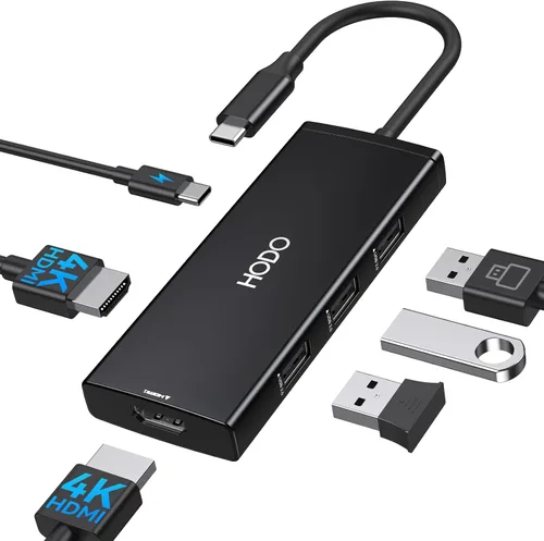 Vista 9 de HODO Docking Station to Dual HDMI Monitors USB C to Dual HDMI Adapter 4K Gris