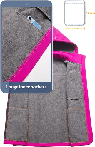 Vista 3 de CREATMO US Chaleco ligero de Softshell para mujer, chaqueta sin mangas cortavientos con capucha extraíble