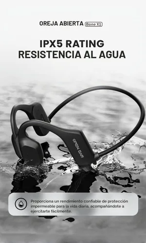 Vista 5 de Auriculares de conducción ósea, auriculares inalámbricos de oreja abierta con micrófono, Bluetooth 5.3, 6 horas de tiempo de uso, IPX5 y auriculares