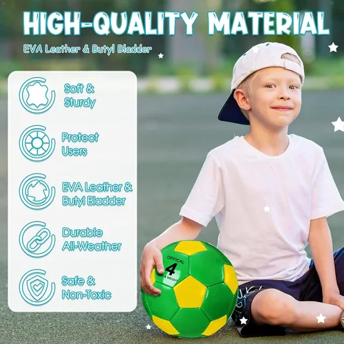 Vista 4 de HyDren Paquete de 6 pelotas de fútbol a granel con bomba, coloridas pelotas de fútbol de práctica para niños y jóvenes, entrenamiento en interiores