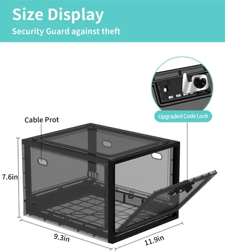 Vista 7 de Caja de bloqueo para medicamentos seguros, caja de almacenamiento con cerradura de 10 litros para refrigerador/aperitivos alimentos, cajas