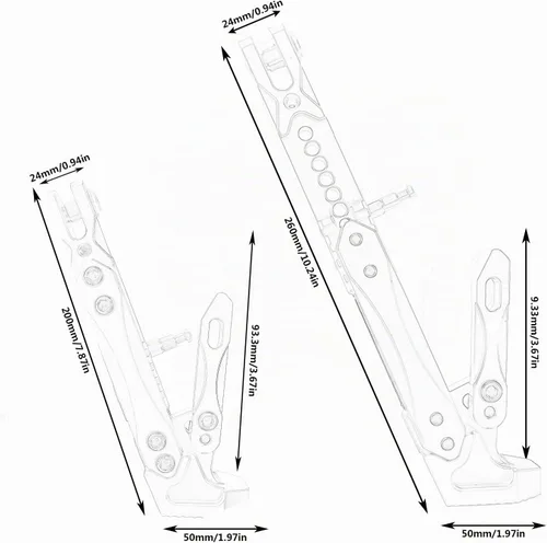 Vista 3 de Caballete universal para motocicleta con soporte lateral ajustable para pie, caballete de estacionamiento para motocicleta eléctrica, soporte