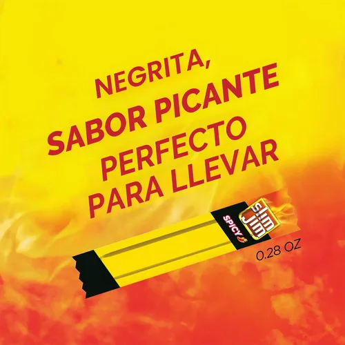 Vista 3 de Slim Jim - Palitos de carne seca ahumada, sabor picante, 0.28 onzas, 14