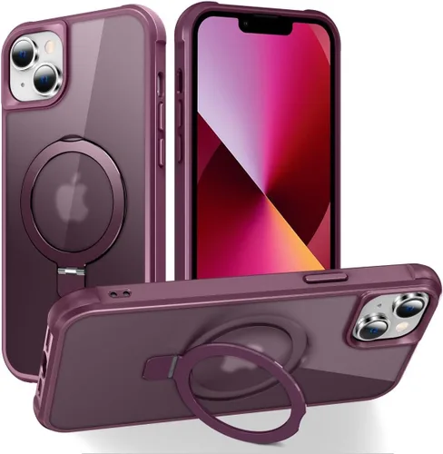 Vista 159 de CHAOFEnG Funda magnética compatible con iPhone 11 con soporte, prueba de caídas de grado militar, compatible con imán, anillo translúcido, parte