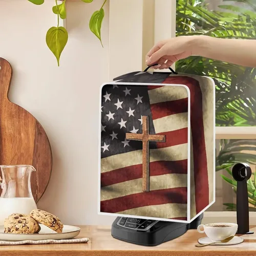 Vista 5 de Cubiertas antipolvo para máquina de café cruzado con bandera estadounidense, para mezclador, máquina de jugo, mantiene la cocina y la oficina