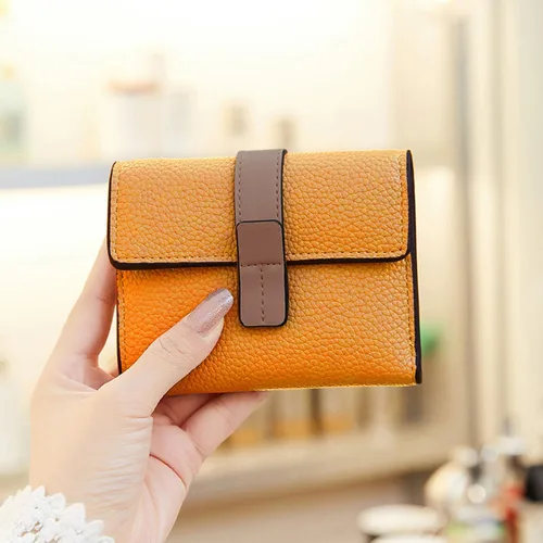 Vista 5 de AOXONEL Billetera pequeña de cuero para mujer, billetera Rfid para mujer, billetera triple plegable, compacta con ranuras para tarjetas y bolsillo