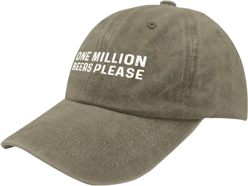 Vista 2 de Sombrero de béisbol con texto en inglés "One Million Beers Please Hat", regalos divertidos para mujeres