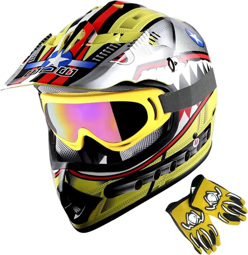 Vista 15 de 1Storm - Casco de motocross para jóvenes y niños, color negro mate + gafas + paquete de guantes negros para jóvenes MG