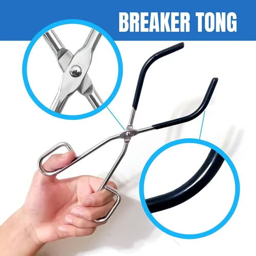 Vista 4 de Juego de herramientas de laboratorio de química, acero inoxidable Crucible tongs, lab spatula scoop, U shape spoon, test tube clamp, forceps